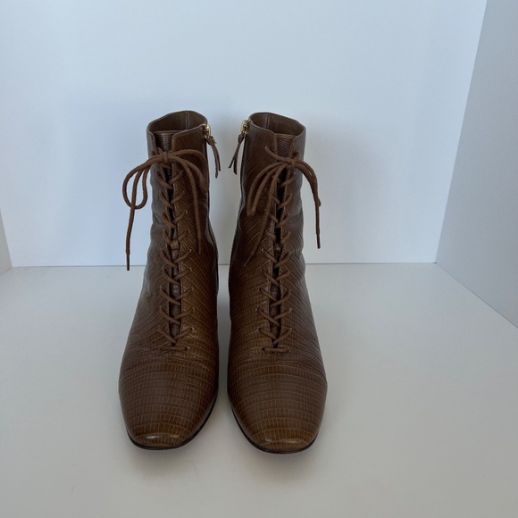 J.Crew Lace-Up Willa Boots in Embossed Lizard size 12 - Picture 9 of 15